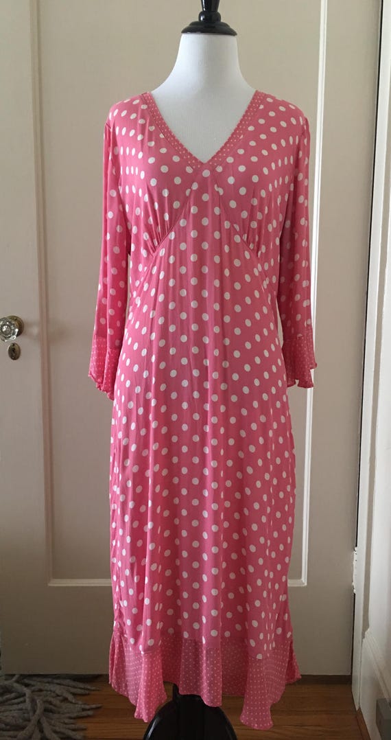 Vintage Pink Polka Dot Midi Dress