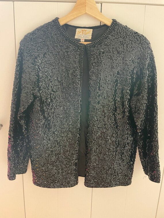100% Wool Sequence Embellished Jacket Size Small - image 2