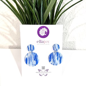 Cobalt Blue | Colorful Handmade Polymer Clay Earring | Travel Jewelry | Blue and White | Vacation |Polymer Clay Earring