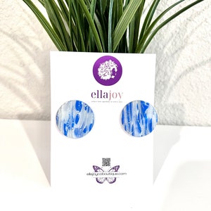 Cobalt Blue | Colorful Handmade Polymer Clay Earring | Travel Jewelry | Blue and White | Vacation |Polymer Clay Earring | Stud Post