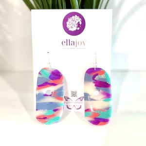 Lebendige bunte organische Ohrringe + eklektisch bunt + große Ohrringe + knalliger Sommerschmuck + flippige Ohrringe + boho retro