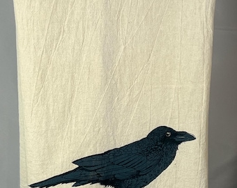 Raven Cotton Tea Towel USA Made Extra Large 22" x 36"