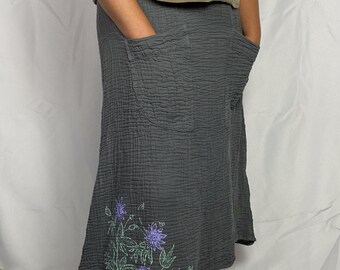 Double Crinkle Cotton Pocket Maxi Skirt with Passionflower