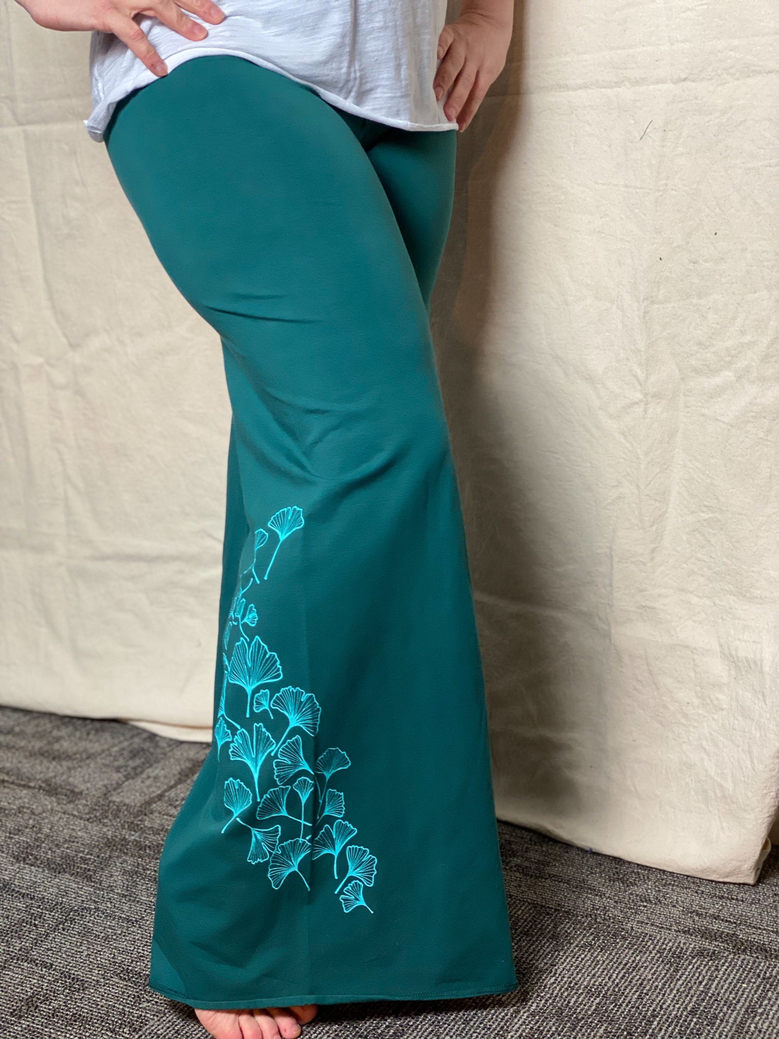 WOMEN PALAZZO PANTS Teal Petite to Plus Sizes Fit All Wide Leg Yoga Pants  Hippie Pants Bohemian Fall Clothing Comfy Thai Pants 