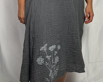 Double Crinkle Cotton Skirt with Queen Anne's Lace