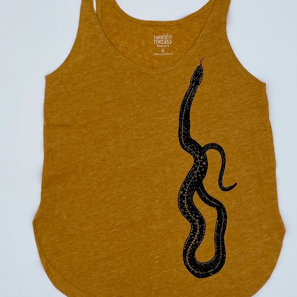 Camiseta sin mangas para mujer con estampado de serpiente