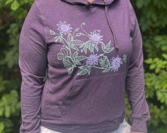 Organic/ Recycled Passionflower Lightweight Pullover Hoodie