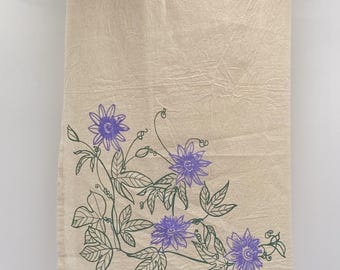 Extra Large Passionflower Cotton Tea Towel USA Made