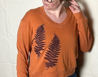 Fern Slouchy Cropped V-Neck Sweatshirt