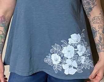 USA-Made Tunic Tank With Roses