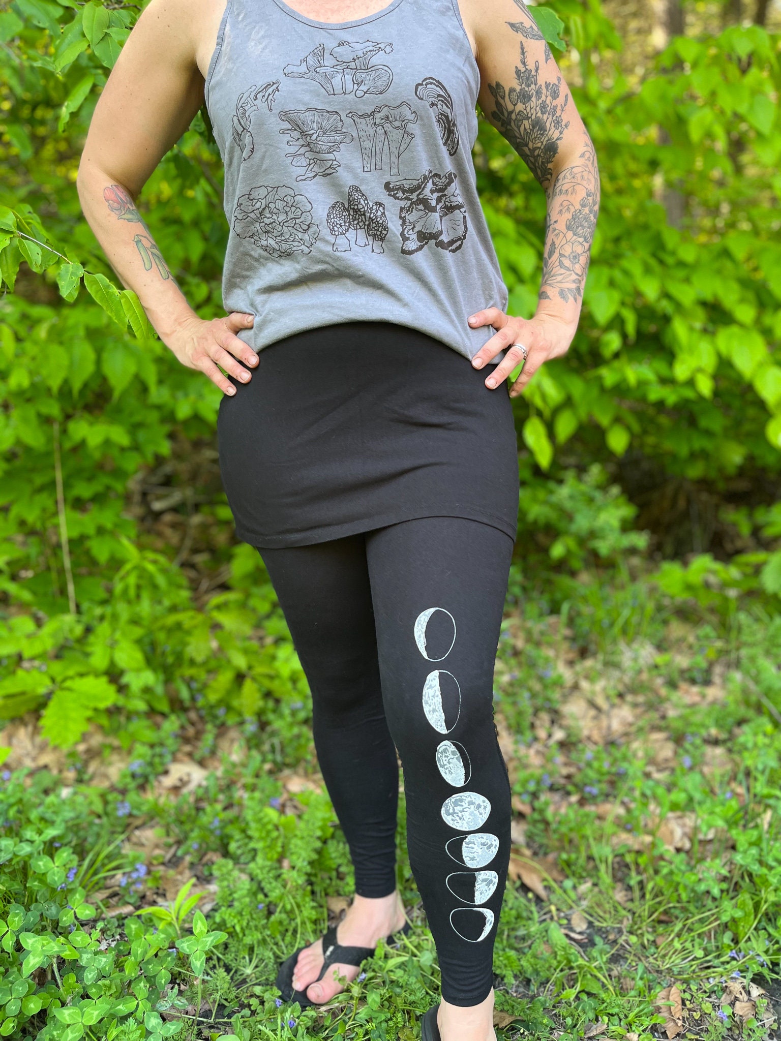 Small Organic Moon Phases Skirted Leggings 