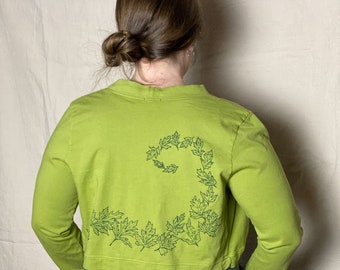 USA-Made Bolero Shrug Cardigan With Leaves