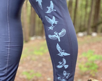 Organic Cotton Pocket Song Bird Leggings in Slate Blue