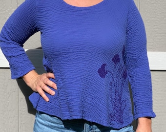 Poppies Double Crinkle Cotton Pocket Top