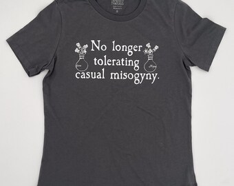 No Misogyny Women's Feminist Hand Printed Relaxed Fit Cotton Tee
