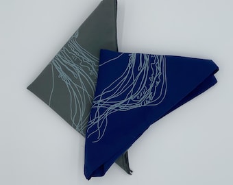 Jellyfish Print Cotton Bandana, USA Made