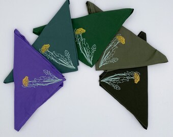 Dandelion Bandana Cotton, USA Made, Ready-to-ship 22" x 22"