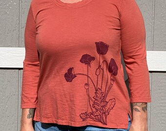 Poppies Cotton Hi Low Tunic USA Made