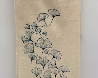 Extra Large Ginkgo Cotton Tea Towel USA Made