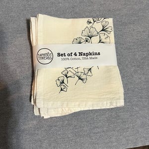 Set of 4 Ginkgo Cotton Napkins USA Made