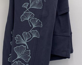 Organic Cotton Pocket Ginkgo Leggings in Slate Blue
