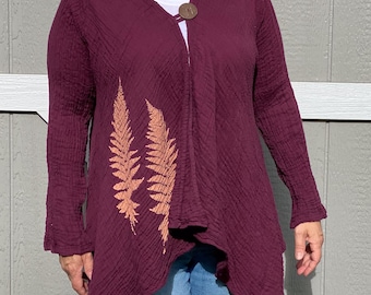 Fern Double Crinkle Cotton Cardigan