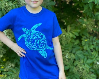 Kid's Organic Sea Turtle T-shirt - Etsy