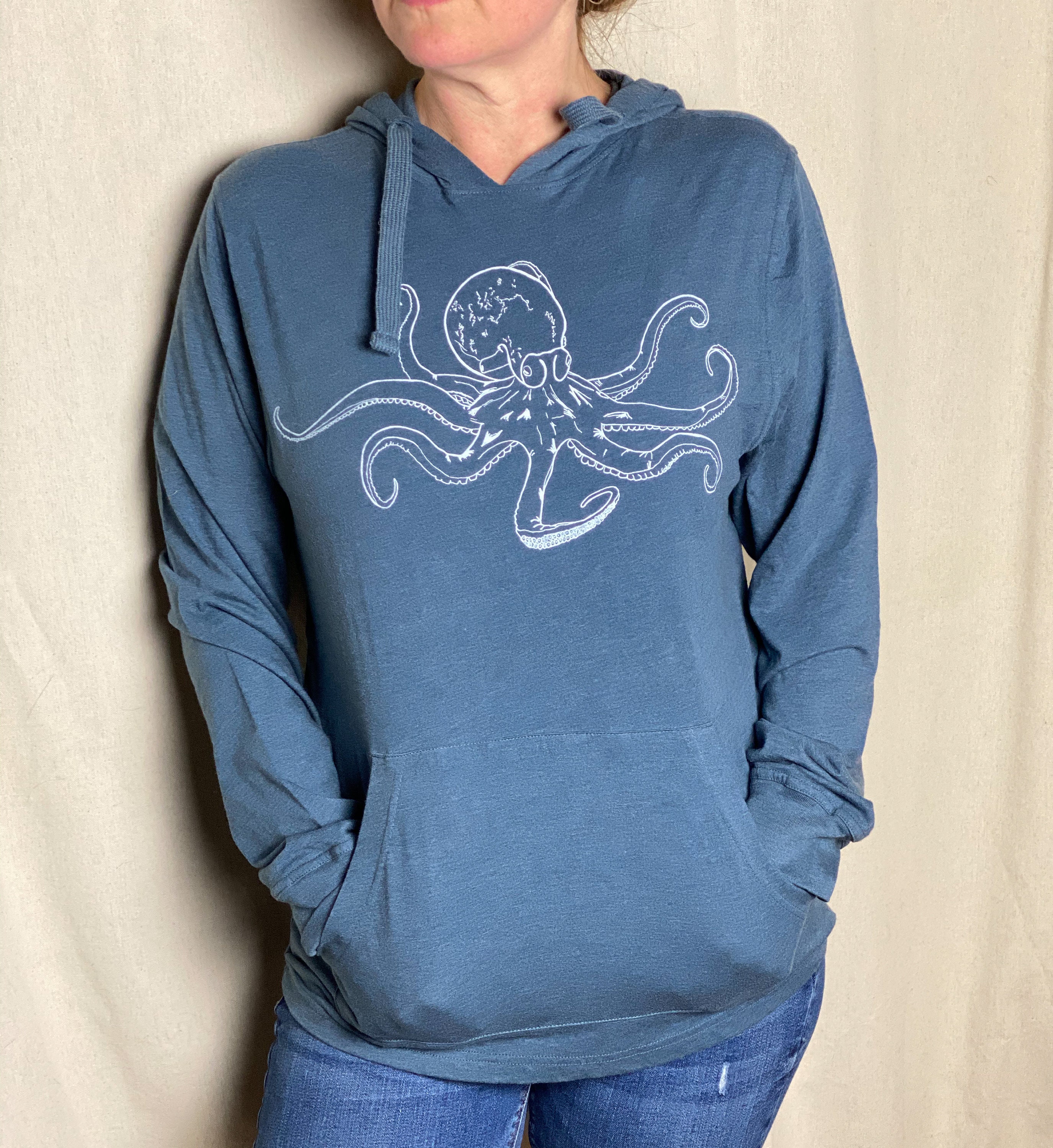 Buy Sale Organic Recycled Octopus Pullover Hoodie Online in