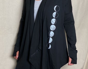 Organic Drape Cardigan with Moon Phases