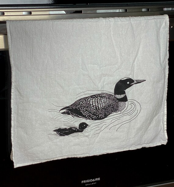 Extra Large Loon Cotton Tea Towel Usa Made Etsy