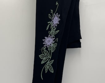 Seconds! 2X Passionflower Black Cotton Leggings