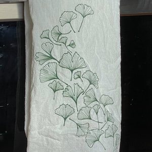 Extra Large Ginkgo Cotton Tea Towel USA Made