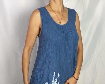 Double Crinkle Cotton Pocket Dress with Dandelion