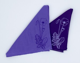 Poppy Print Organic Cotton Bandana, USA Made (22" x 22")