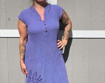 Lavender Double Crinkle Cotton Pocket Dress