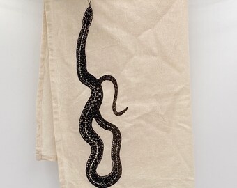 Extra Large Garter Snake Cotton Tea Towel USA Made