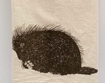 Extra Large Porcupine Cotton Tea Towel USA Made