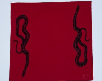 Strumpebandsbandana med ormmotiv, bomull, tillverkad i USA, leveransklar 50 x 50 cm