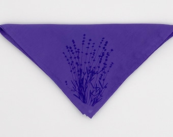 Lavender Print Organic Cotton Bandana, USA Made (22" x 22")
