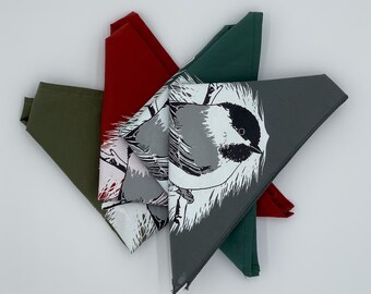 Chickadee Print Cotton Bandana, USA Made