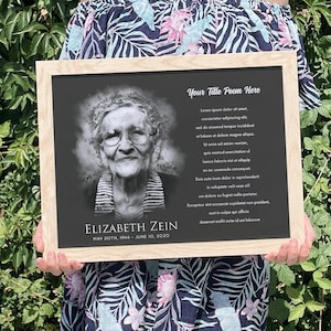 Portret „W kochającej pamięci” – spersonalizowany upominek pamiątkowy – wyrazy współczucia i żałoby – pamiątka utraty bliskiej osoby