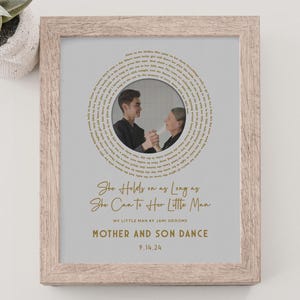 Personalized Mother Son Dance Lyrics Framed Print: Wedding Keepsake Gift