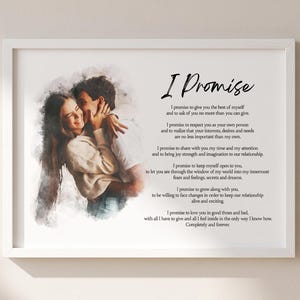 Impresión de poema personalizado con retrato de pareja: foto de aniversario de boda y regalo de Navidad