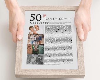 Personalized 50 Reasons We Love You Photo Collage - Birthday Gift