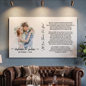 Custom Couple Portrait Canvas with Wedding Vows Poem - Unique Anniversary Wall Decor