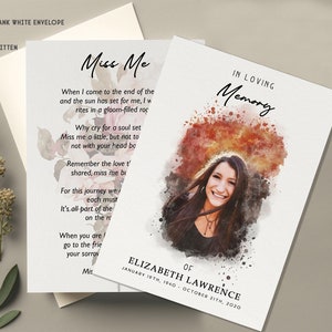 Cartes de prière pour les funérailles avec photo, cartes de commémoration, cartes de célébration de la vie, cartes de deuil, cartes de deuil, cartes de sympathie, carte mémoire d'amoureux