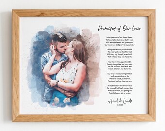 Custom Wedding Vow Portrait Print: Anniversary Gift with Photo