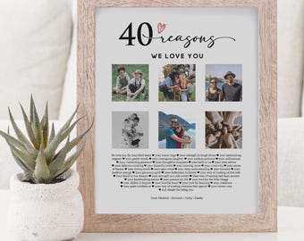 40 Reasons We Love You Print: Personalized 40th Birthday Gift