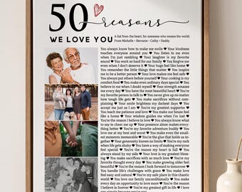 50 Reasons We Love You Photo Collage - Personalized Canvas Print