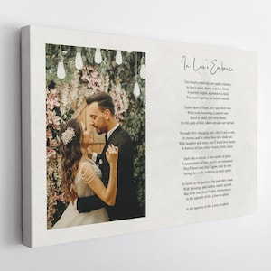 Custom Poem Print with Photo on Framed Canvas: Wedding Song Lyrics, Newlywed Gift